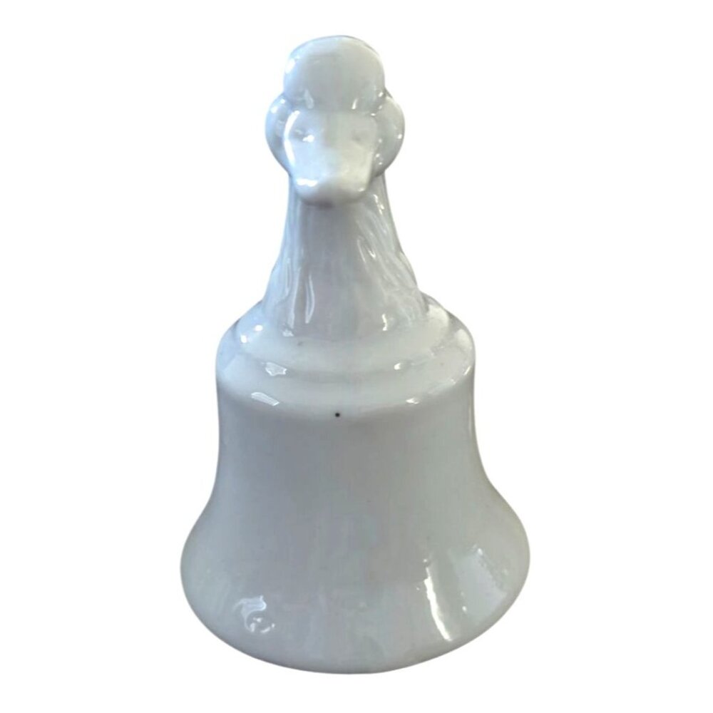 Vintage Figurine White Ceramic Duck Bell